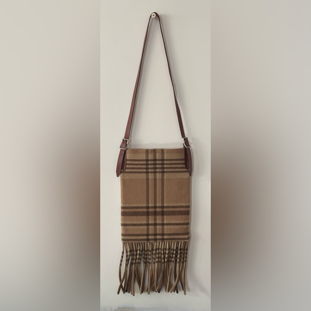 Vintage Ralph Lauren Wool Plaid Crossbody Bag Fringes